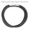 20.5cm Men MultiLayer Bracelet Woven Bracelet Hand Wristband with Magnetic Buckle(Black )