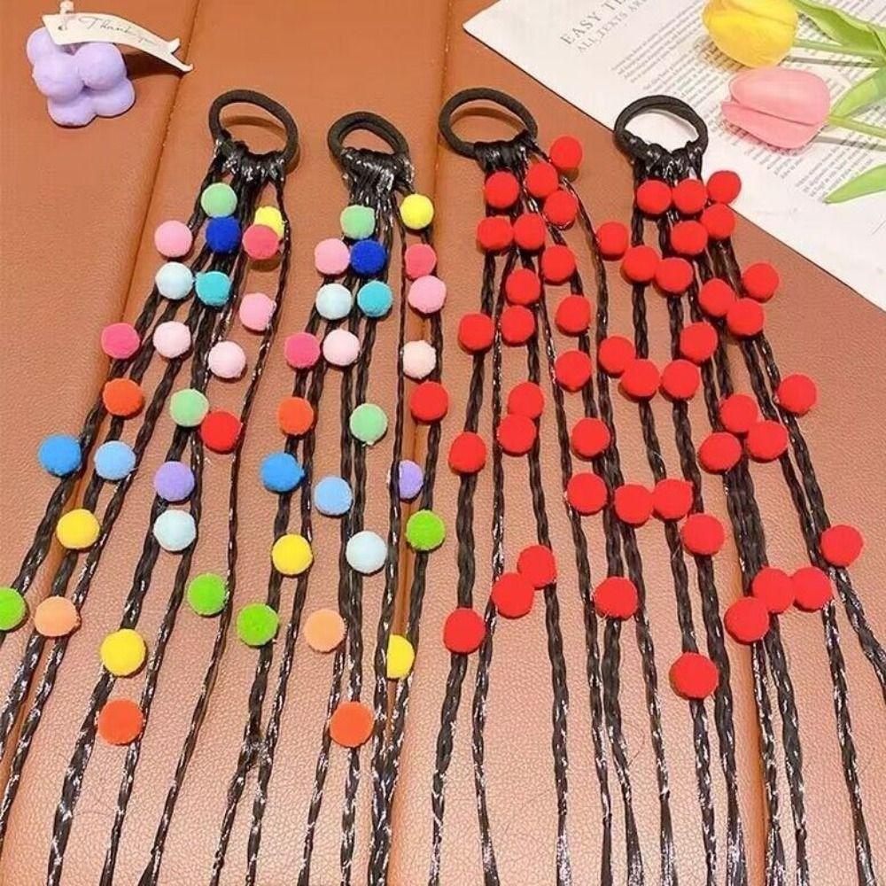 Rubber Bands Girls Colorful Ball Wigs Cute Wigs Ponytail Headbands  Birthday Gifts