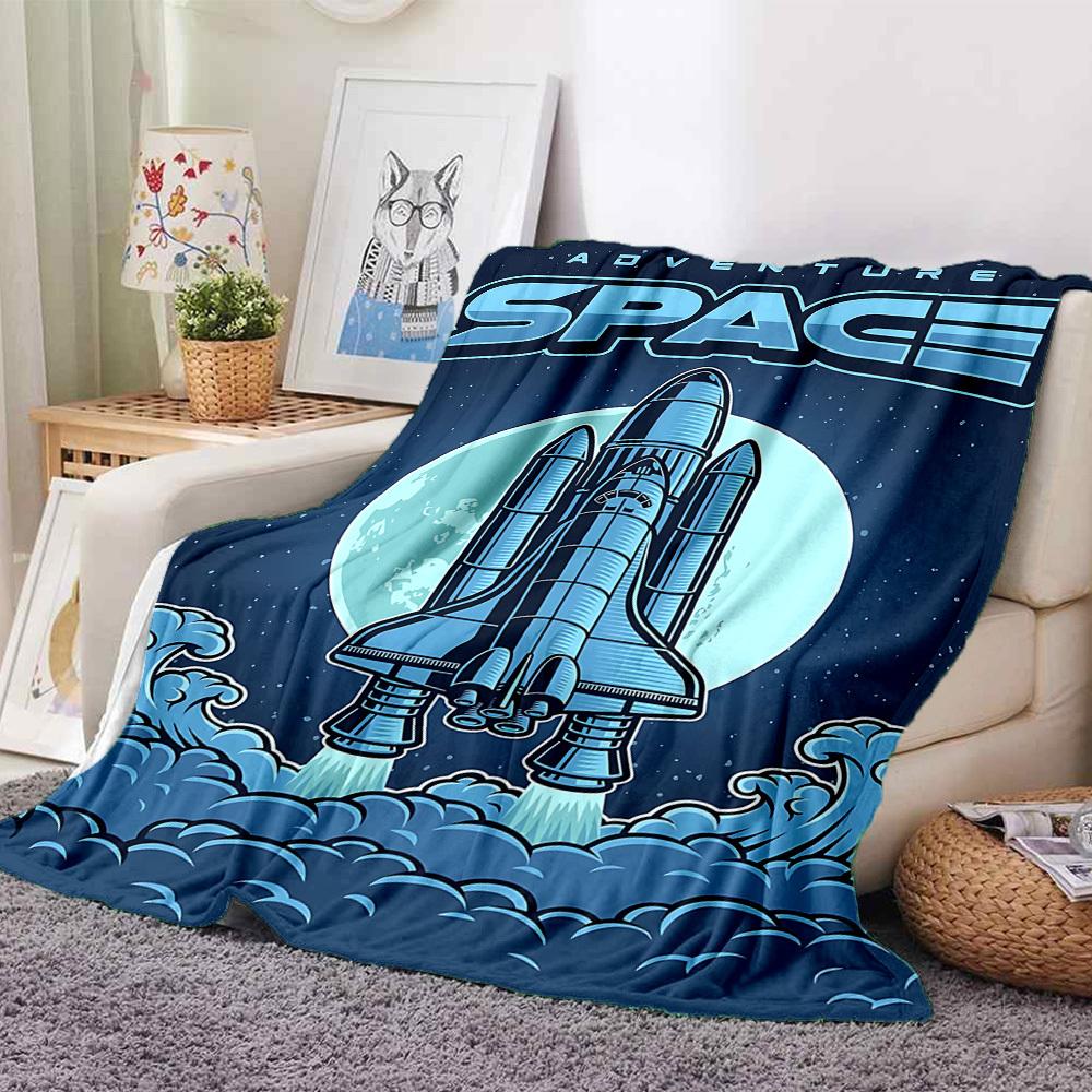 1pc Adventure Space Lightweight Flannel Blanket, Comfortable and Warm Blanket, for Office and Camping Sofa Bed, Livingroom026