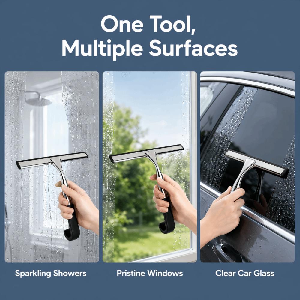 Manual Glass Wiper Stainless Steel Window Wiper Multifunctional Glass Scraper Shower Doors