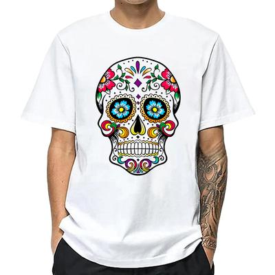 Men's T-shirt High Quality Cotton Street Style Loose Cool Skull Printed T-Shirt Summer Casual Soft Comfortable Round Neck Short Sleeve T-shirt