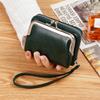New PU Leather Women Short Wallet with Strap Hasp Design Coin Purse Large Capacity Slim Small Wallet Women Girls