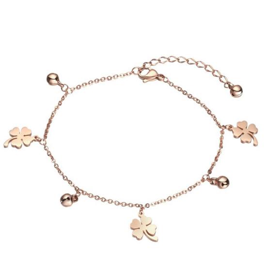 

Lucky Clover Bells Очаровательный браслет на ногу Цепочка для женщин Летние сандалии Браслет на щиколотке золотистый