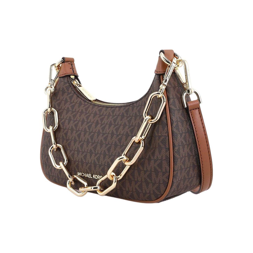 Michael Kors Cora Monogram Chain Faux Leather Shoulder Bag Women Shoulder Bag Dark-Brown Acorn-Brown 35S2G4CU1B-BROWN