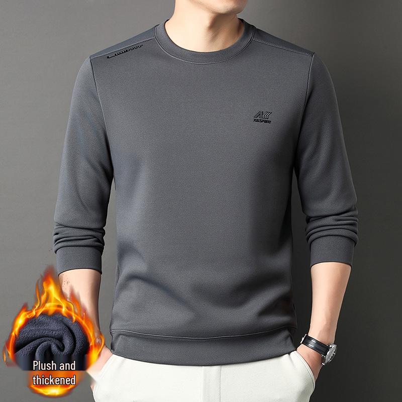 2025 Herren Fleece-gefüttertes lässiges Rundhals warmes Sweatshirt Langarm-T-Shirt Winterkollektion