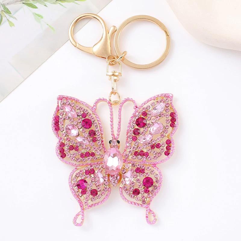 

1PC Bag Pendant Charms Accessories Crystal Unique Design Animal Key Chain Insect Keyring Rhinestone Alloy Metal