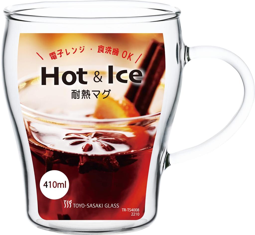 Toyo Sasaki Glass Dishwasher and Microwave Glass Coffee Heat-Resistant Mug, 410ml, Safe, Mug, Glass, TA-502-JAN