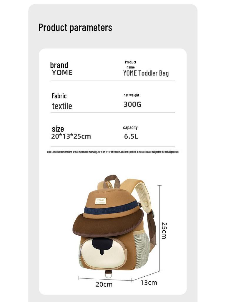 Yome Cute Design Lightweight Backpack for Toddlers - Ideal for Kindergarten, Outdoor Adventures, Boys & Girls