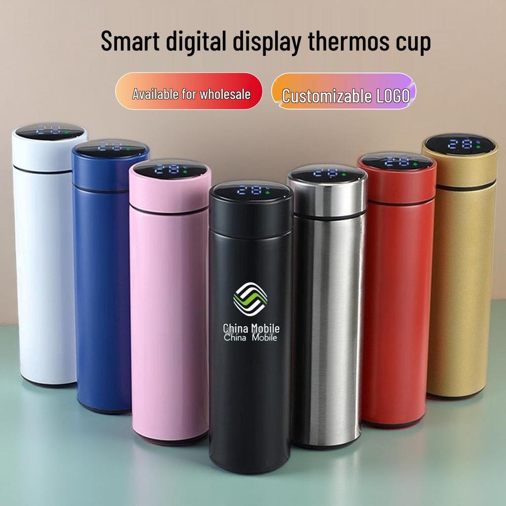 Custom Stainless Steel Thermos with Smart Temperature Display – Insulated Gift Cup 304