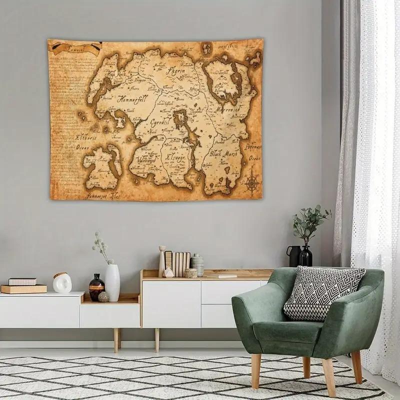 Retro Dreamy Skyline Ler Map Tapestry Bedroom Game Room Easy Installation Wall Decoration Tapestry Home Decoration 100X70CM