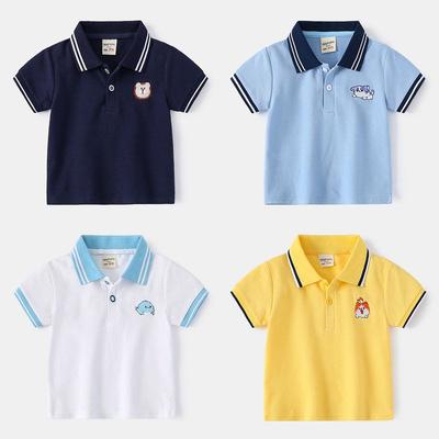 Children's Embroidery Animal Short Sleeve T-shirt Clothes K-style Children's Clothing Summer Boys' Polo Collar Top Baby Boys' Polo Shirt