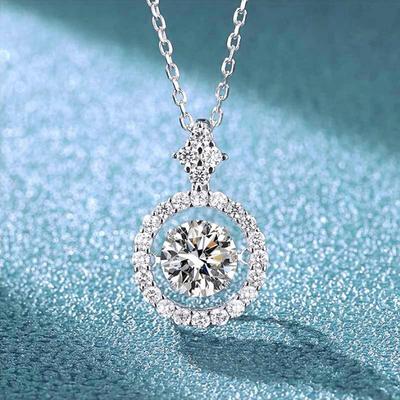 Colgante de moissanita de 1/0,8 quilates en color D para mujer, collar de diamantes simulados, joyería de plata de ley S925, regalo de San Valentín para niña.