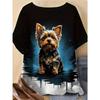 Plus Size Casual Crew Neck Short Sleeve Cartoon Animal Print T-Shirt - Soft Stretch Polyester Fabric Spring and Summer Womens Relaxed Fit Clothing