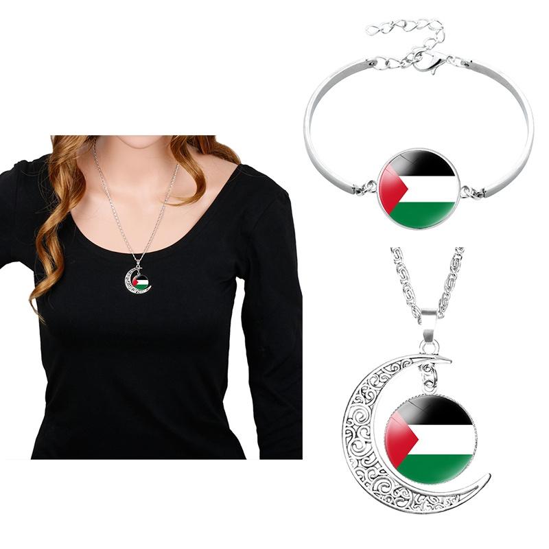 Flag Moon Palestine Pendant Necklace Woman Fashion Accessories Presents Girl