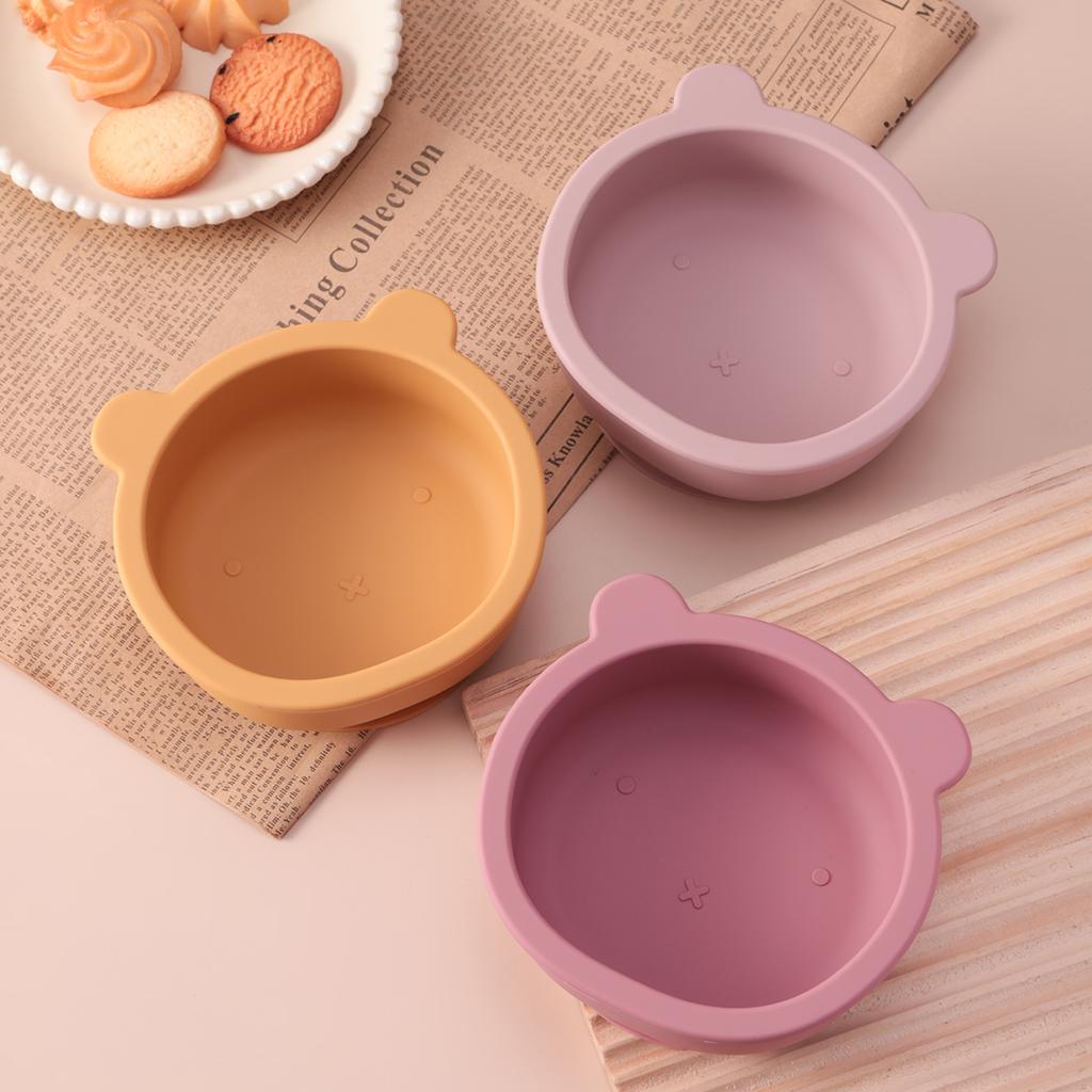 Color Kids 1PCS Cartoon Bear Silicone Bowl Toddler Self Feeding Set Suction Base BPA Free Baby Weaning Essentials