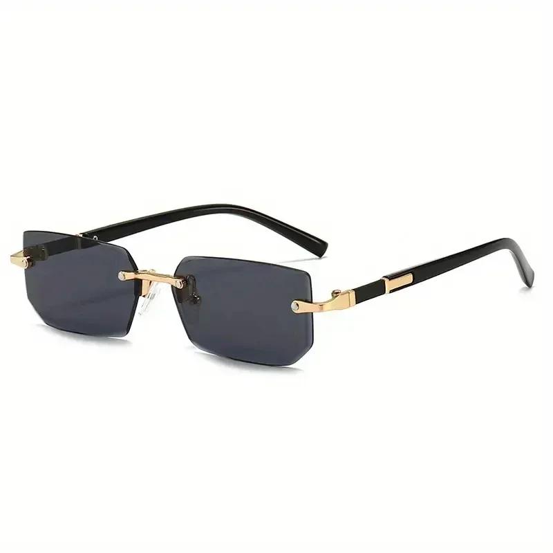 Rimless Sunglasses Rectangular Stylish Popular Women Men Shades Small Square Sun Glasses for Female Male Summer Traveling Oculos