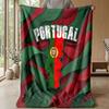 Portugal Football Printed Flannel Blanket Skin Friendly Warm Decorative Throw for Indoor Couch Bed Daily Use