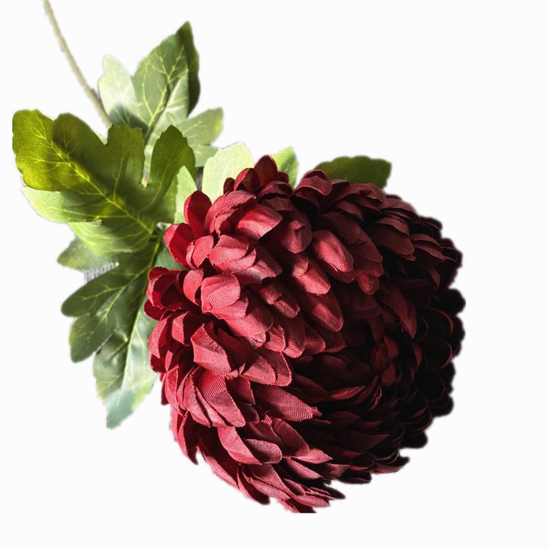 5pcs Artificial Chrysanthemum Flower Branch Faux Silk Pineapple Chrysanthemum with Long Stem for Wedding Floral Arrangement