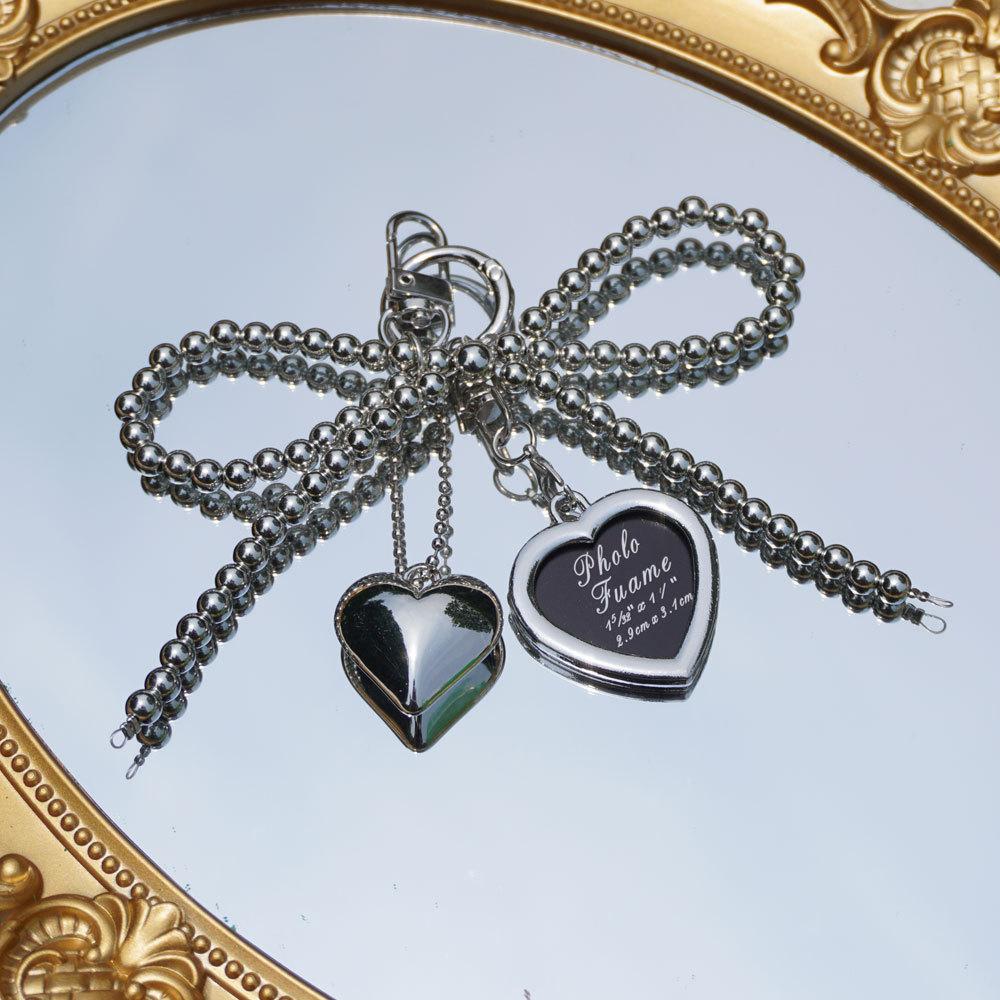 

Yogodlns Милый бантик, кулон в виде сердца, креативный, нежный бисер, женский, для девочки, подвеска для сумки, рюкзака one size серебряный