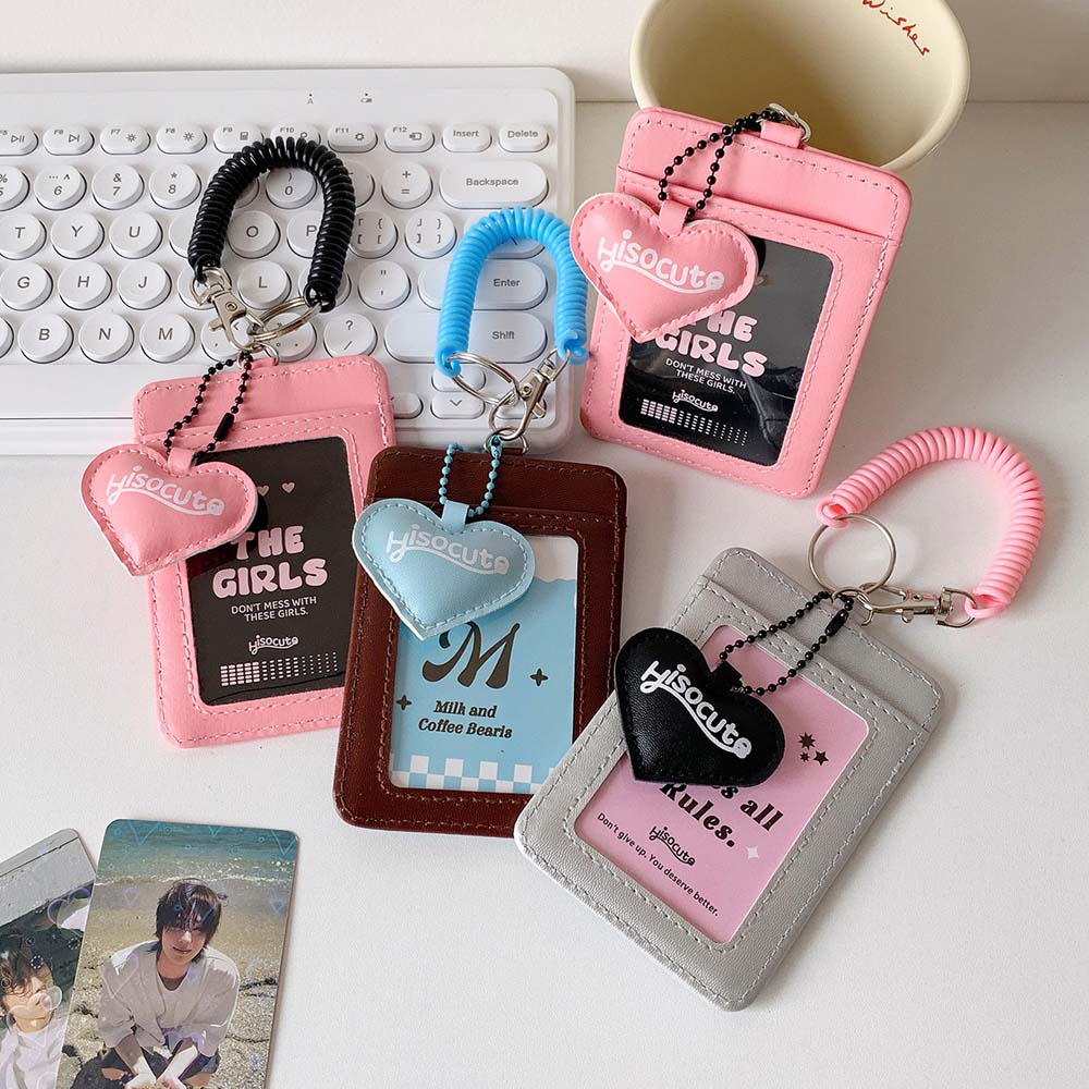 With Keychain Korean Style Card Holder Card Case Bungee Cord Student Card Cover Candy Color Love Heart Pendant ID Card Holders