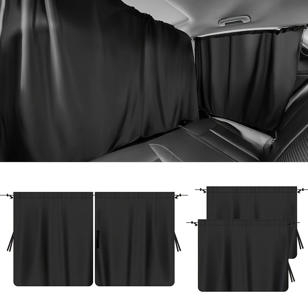Sun Shade Car Privacy Curtains Car Divider Curtain Between Rear Seat Auto Blackout Curtains for Kids Baby Travel Nap Sleeping