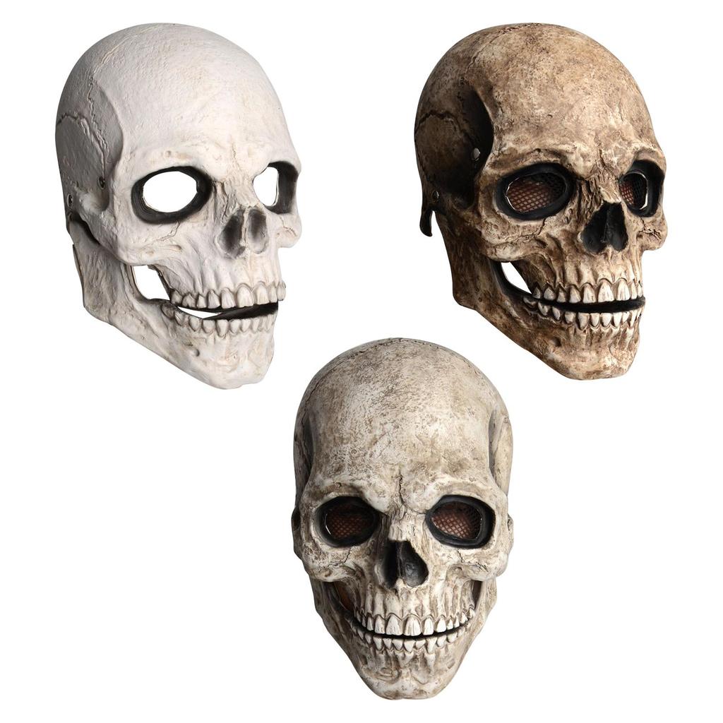 Maschera Teschio Realistica con Mascella Mobile Spaventosa Decorativa Casco in Lattice Casco Scheletro per Cosplay Costume Outdoor Adulto Carnevale