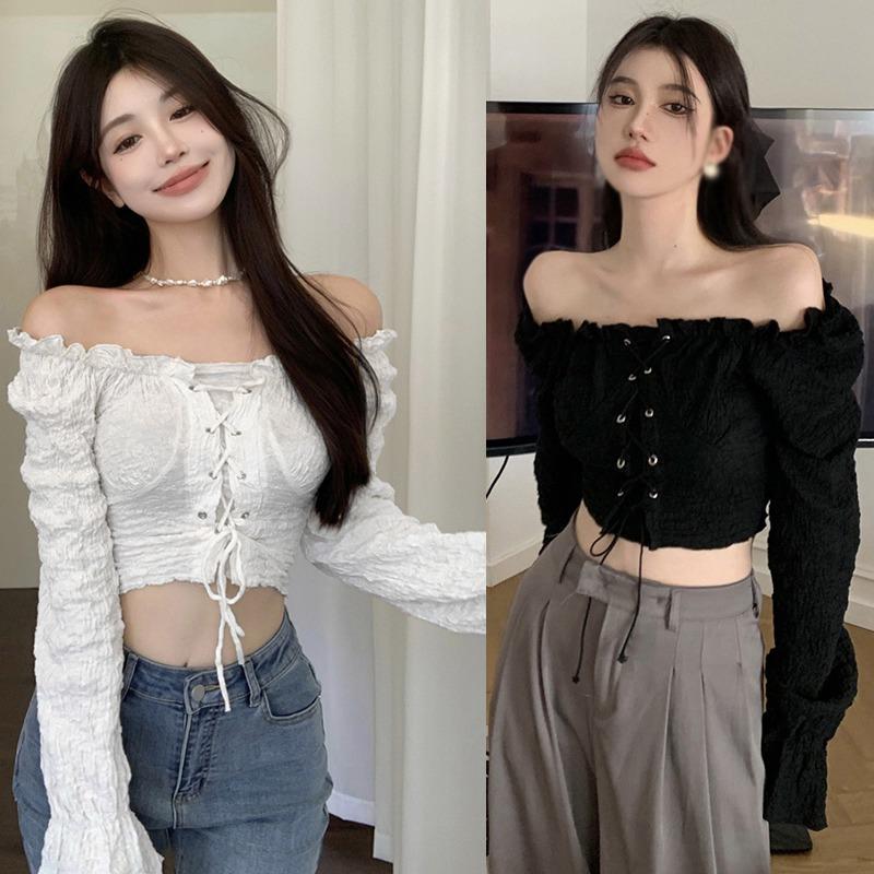 

Женская блузка, однотонная милая тонкая рубашка с перекрестной повязкой