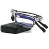 Portable Folding Reading Glasses for Men Anti Blue Light Far Sight Eyewear with Diopter Prescription Lenses