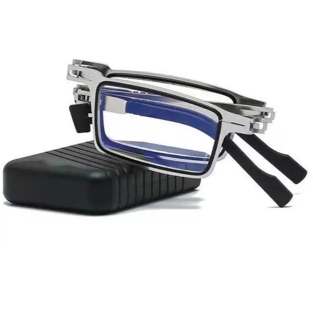 Portable Folding Reading Glasses for Men Anti Blue Light Far Sight Eyewear with Diopter Prescription Lenses