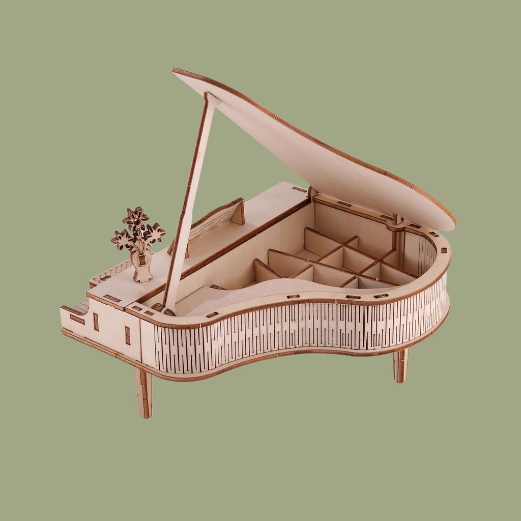 3D Wooden Puzzle Piano Model Hand Assembled Puzzle DIY Assembly Model, Suitable for Christmas