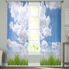 Niebieskie Niebo Białe Chmury Łąka Przezroczyste Zasłony do Salonu Woalowa Zasłona Sypialnia Łazienka Tiulowe Zasłony Dekoracje Okienne