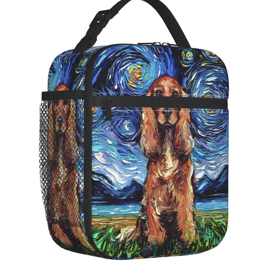 Night Saint Bernard Dog Lunch Bag Women Cooler Thermal Insulated Lunch Box for Kids School Children
