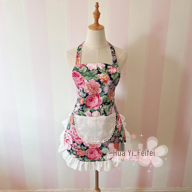 Korean Style Cotton Lace Apron - Cute, Sleeveless, Anti-Stain Kitchen Wear