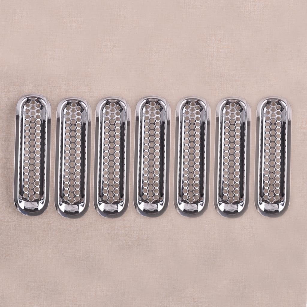 

DSEAOMO Car Styling 7Pcs Chrome Plastic Car Front Grille Mesh Inserts Cover Trim Fit for Jeep Wrangler JK Unlimited 2007-2011 2012 2013 2014 2015