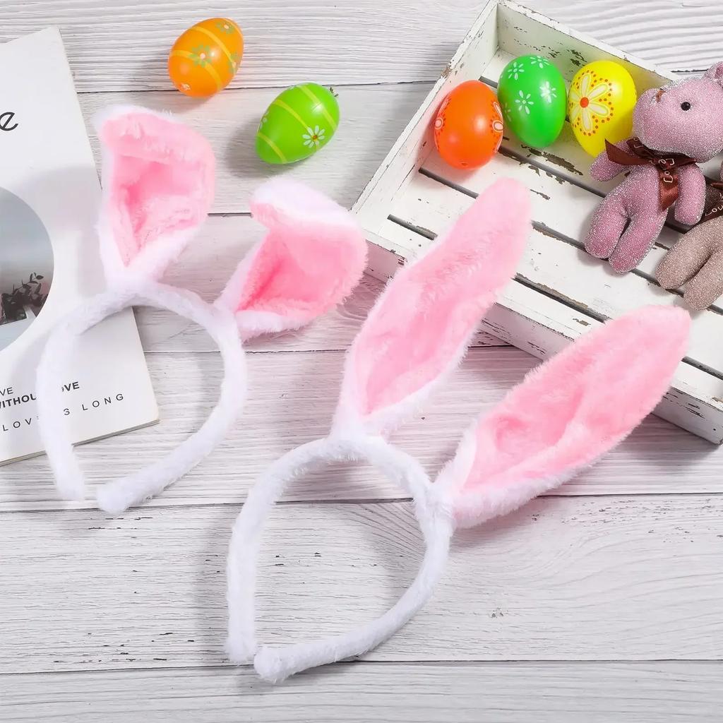 Cute Easter Bunny Ears Headband Women Fluffy Plush Hair Band Girl Rabbit Ear Headpiece Cosplay Costume Accessory For Party Gifts