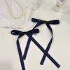 In Stock: Navy Blue Bow Hair Clips - Preppy Style Duckbill Pair