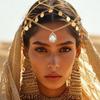Fashey Boho Sequins Head Chain Gold Mesh Headpiece Cap Wedding Hair Accessories for Women
