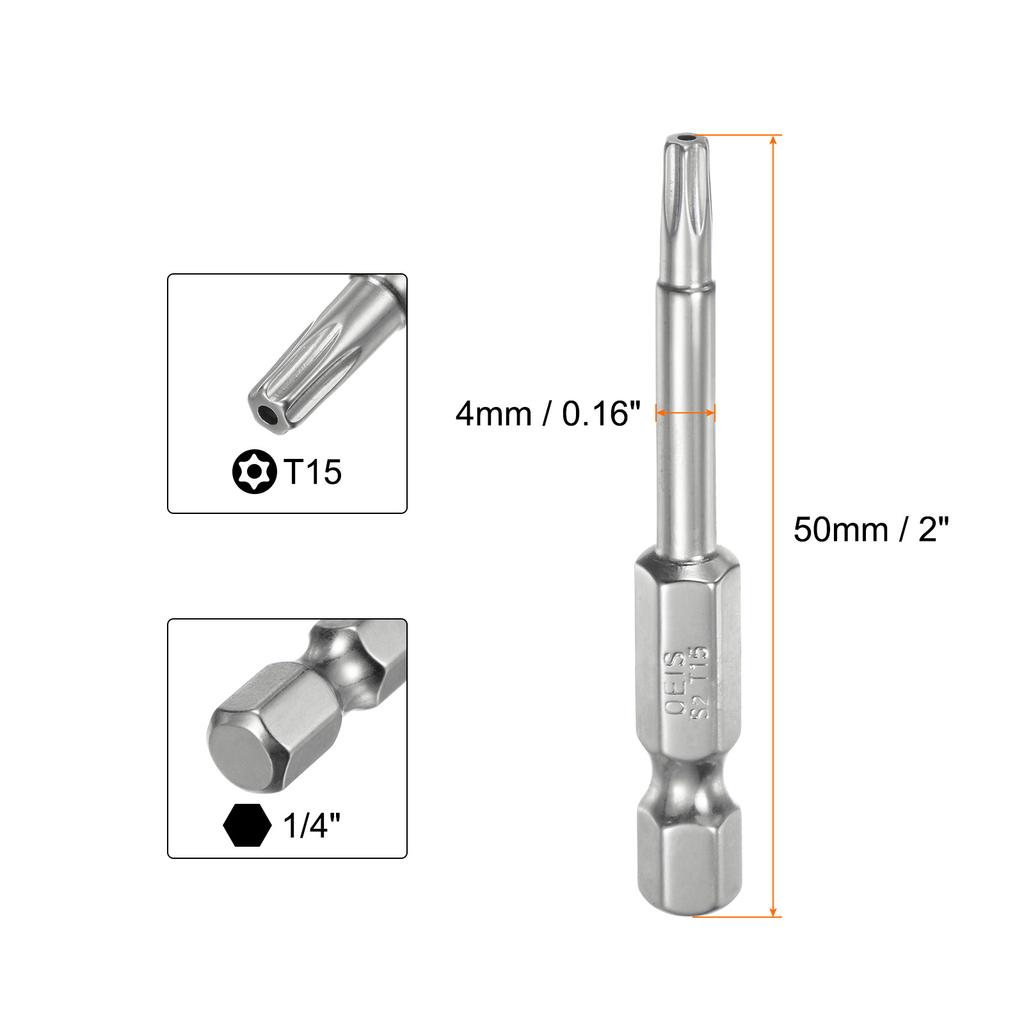 1/2pcs Security Torx Bit 1/4" Hex Shank 2" Long T6-T40 Magnetic Tamper Resistant Star Bits Screwdriver Torx Head with Hole