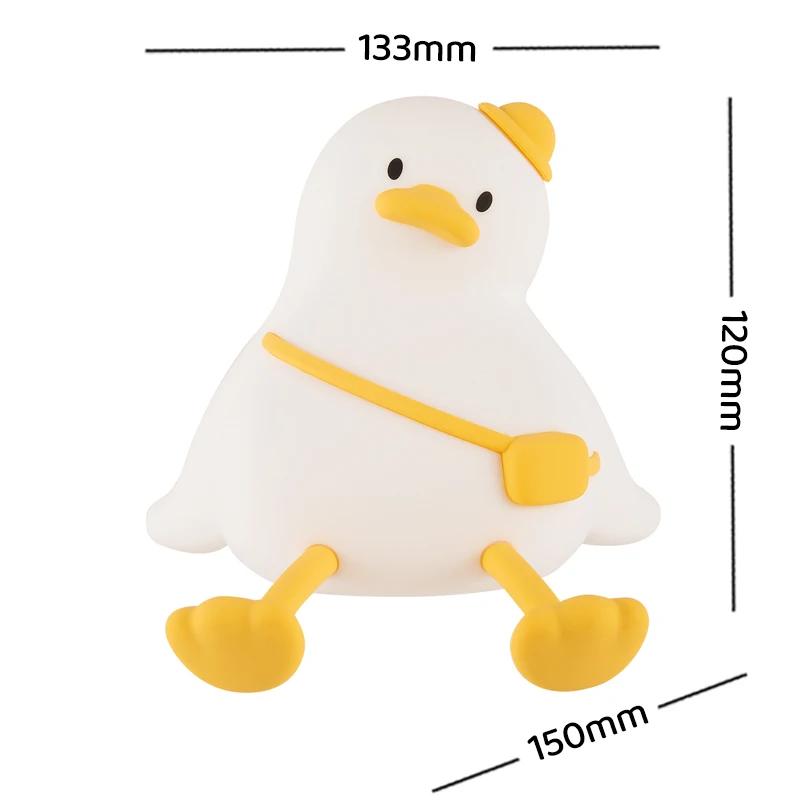 LED Night Light Cute Duck Silicone Touch Sensor Lamp Timer Nightlight Rechargeable Atmosphere Lights For Room Decor Kids Gift