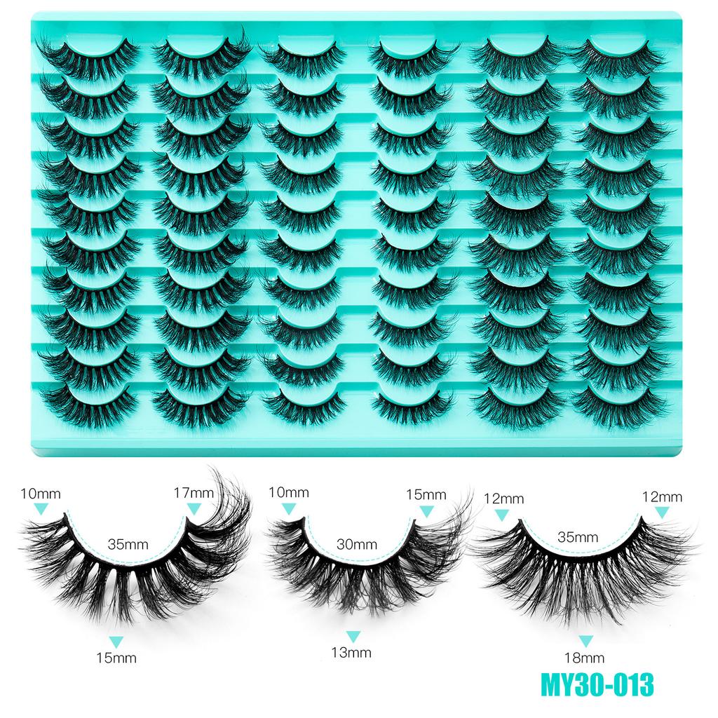 30 Pairs 6D Faux Mink Lashes Fluffy Soft Wispy Natural Eyelashes Extension Reusable Wholesale Female Makeup