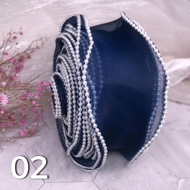 10 Yards Pearl Beads Wavy Edge Tulle Mesh Ribbon Trim DIY Clothing Dress Crafts Lace Fabric For Party Wedding Background Decor