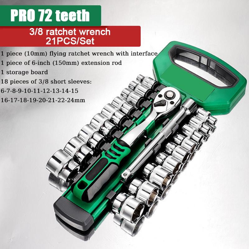 

Ratchet Socket Wrench Set Mechanic Tool Kit and Sockets Set with Quick Release Reversible Ratchet Handle and Extension