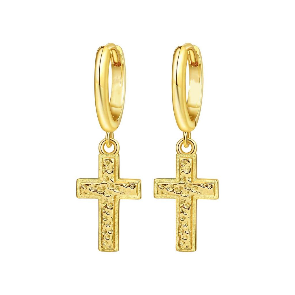Simple Heart Cross Earrings For Women Fashionable Gold Elegant Jewelry Gift