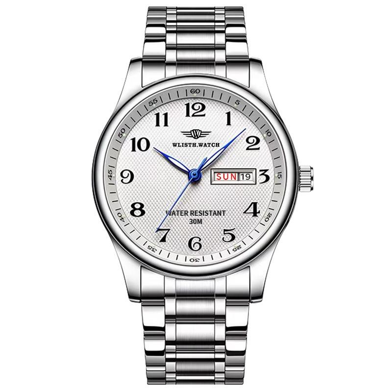 Top Brand Men's Watch Fashion Double Calendar Waterproof Business Quartz Wrist Watch