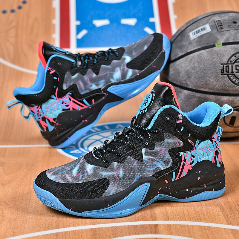 Mandarin duck basketball shoes men's mesh breathable high-top sports shoes new non-slip student luminous training competition sneakers women