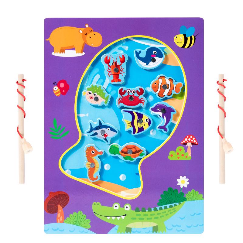 Magnetic Wooden Ocean Fishing Game for Kids - Educational Fun for Boys and Girls