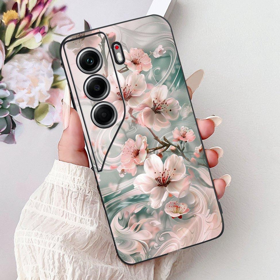 For Tecno Camon 40 Case CM5 Silicone Cute Cat Fashion Flowers Funny Painted Back Cover For Techno Camon 40 Phone Case Bumper