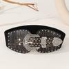 Wind Lady Double Buckle Wide Belt Retro Elastic Elastic Waist Seal Waist Decoration