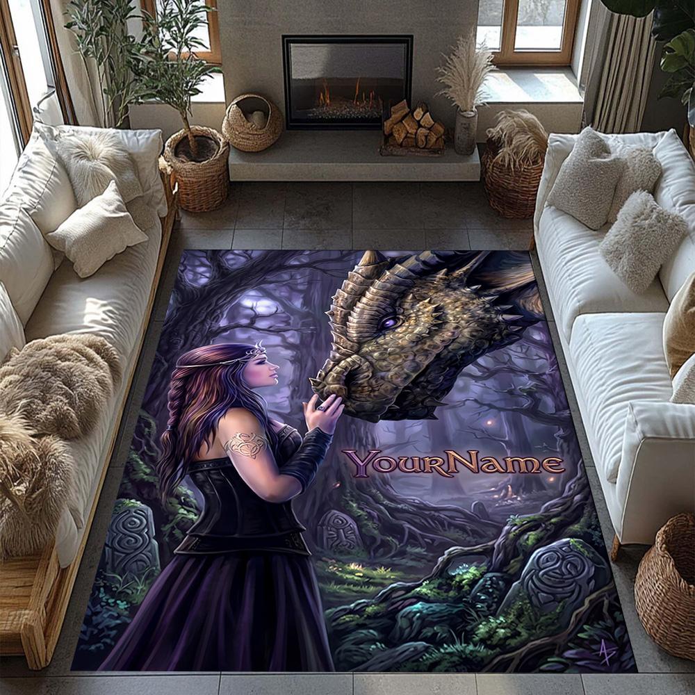 Gothic Illustrations Customize Text Area Rug Suitable for Dining Room Living Rooms Kitchen Playrooms Antislip Carpet Decorate Offices