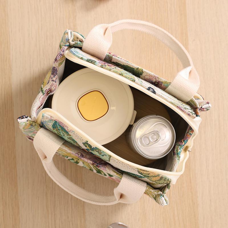 1pcs Floral Lunch Box Storage Bag Portable Meal Container Bag Outdoor Travel Camping Bento Bag for Food Storage